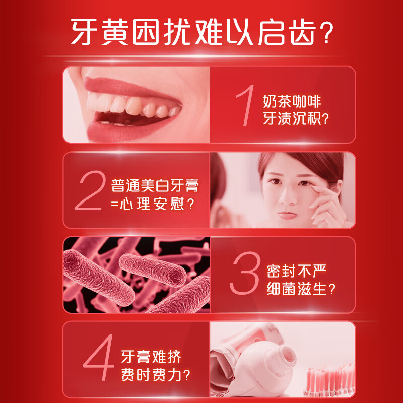 高露洁 耀白去渍 直立按压式 牙膏 100ml (单位:支)高清大图