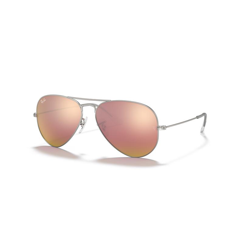 RayBan男款经典飞行员渐变反光蓝闪太阳镜商务休闲潮牌镜框 Silver_Copper_Flash_Solid_Colo