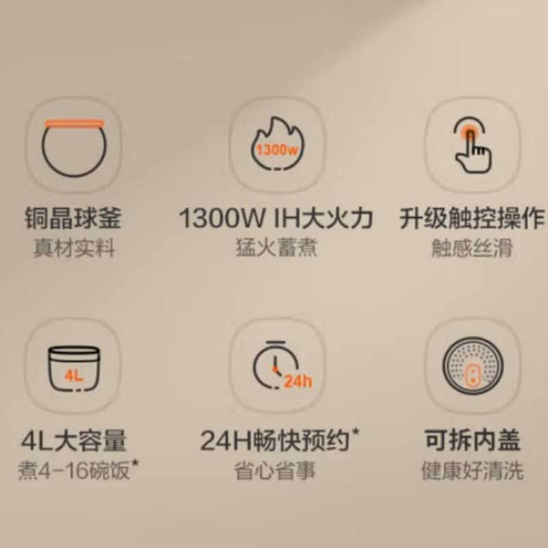 苏泊尔电饭煲铜晶球釜内胆IH加热家用智能多功能电饭锅 SF40HC0028高清大图