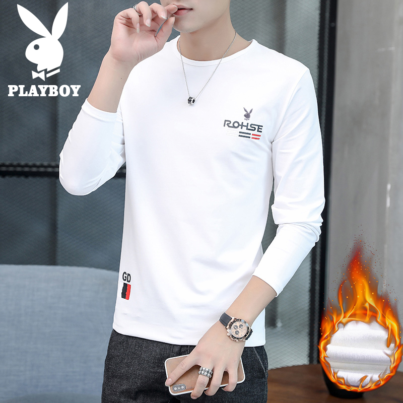 花花公子长袖t恤男t恤2025秋季新圆领上衣休闲底裤男衬衫高清大图