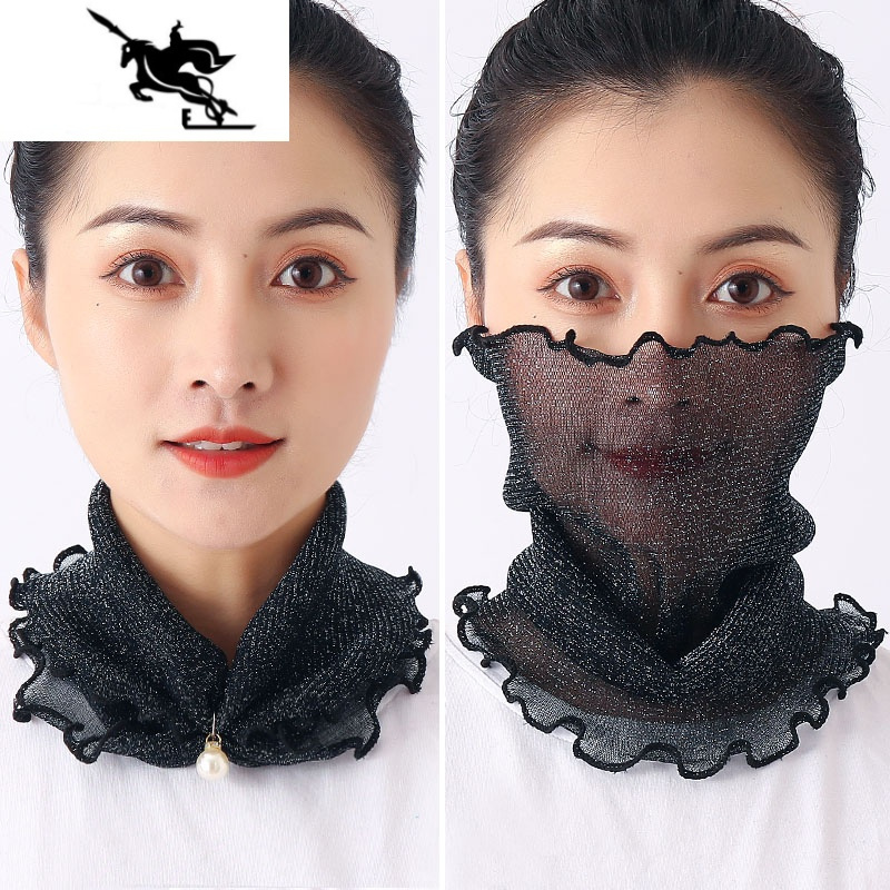 newlake防晒网纱套头小围脖女脖套护颈丝巾春夏季薄款透气百搭遮脸