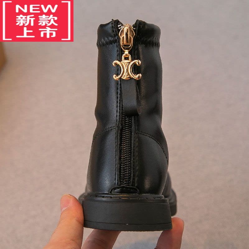 可莉允儿童马丁靴2021冬季新款女童靴子加绒二棉短靴皮靴公主鞋英伦风潮图片