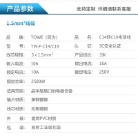 同为(TOWE)PDU电源线延长线C19转C14长3米长3*1.5平方线径 TW-F-C14/C19 3Mtax-supplier