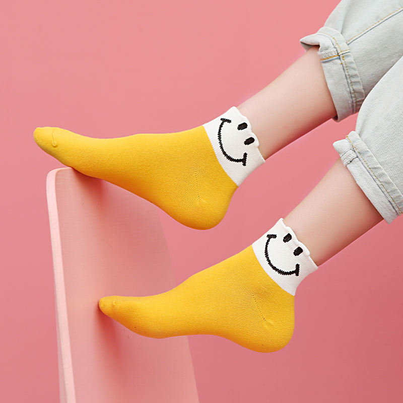 盛世尼曼笑脸袜子女中筒袜韩版学院风个性可爱春秋日系夏季立体薄款