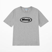 87mm韩国潮牌mmlg新款ins宽松女字母休闲情侣1987圆领白色短袖T恤 灰色[mm t] S