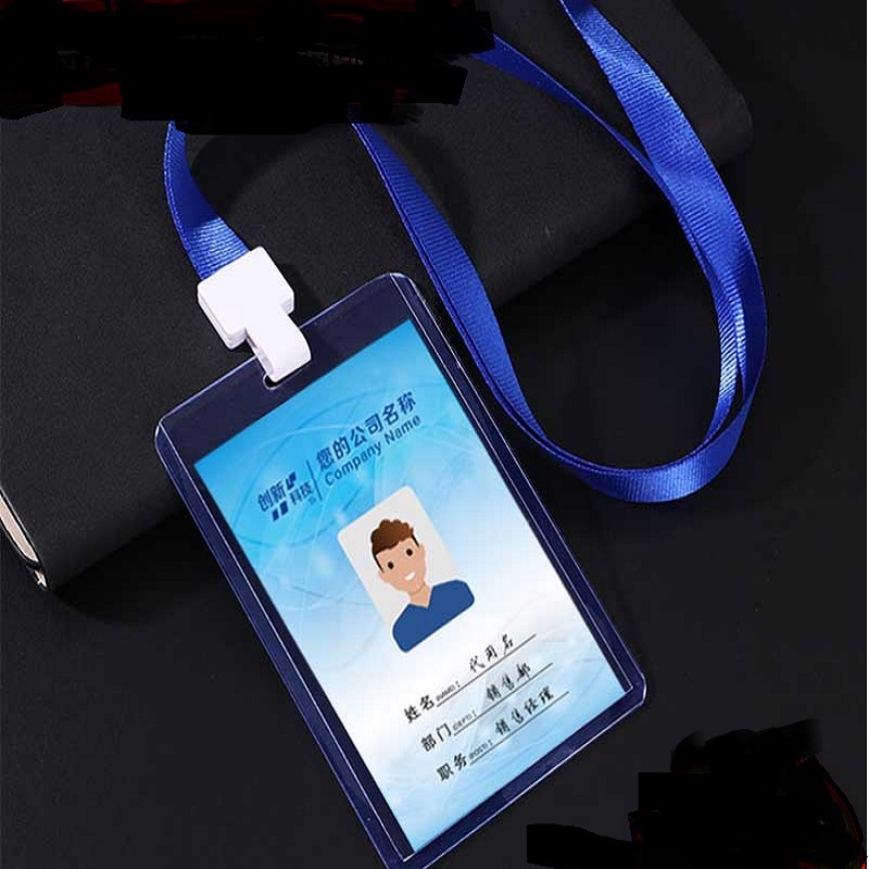 工作证卡套带挂绳定制证件挂套双面透明胸卡工牌胸牌挂脖吊牌厂牌 B1单卡不含挂绳 50个高清大图