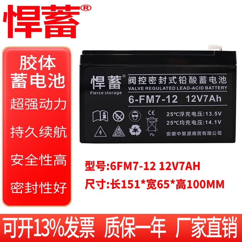 12V7AH阀控式铅酸免维护蓄电池直流屏EPS应急安防通讯电瓶6FM7-12