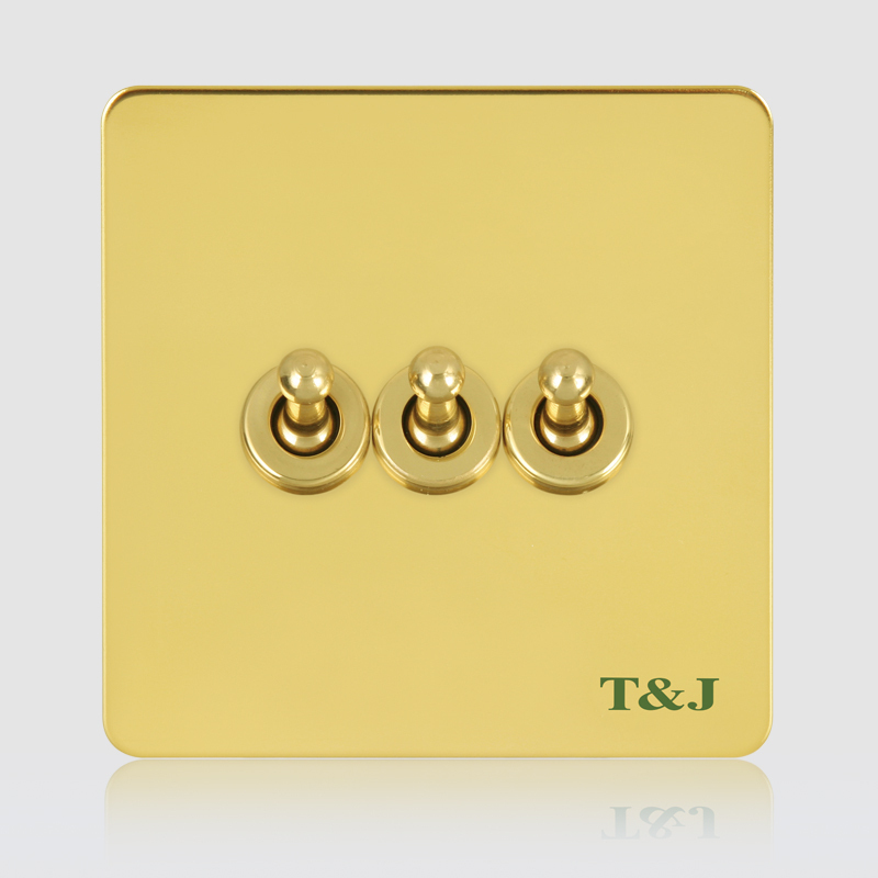 天基tj贵族系列金属镜面复古不锈钢拉丝面板一位开关16a空调插座暗装