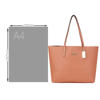 COACH 蔻驰 奢侈品 欧美时尚女士橘粉色皮革手提单肩托特包