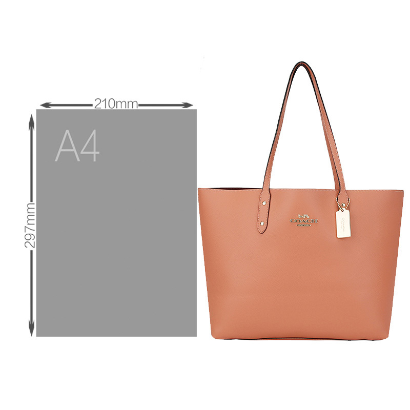 COACH 蔻驰 奢侈品 欧美时尚女士橘粉色皮革手提单肩托特包