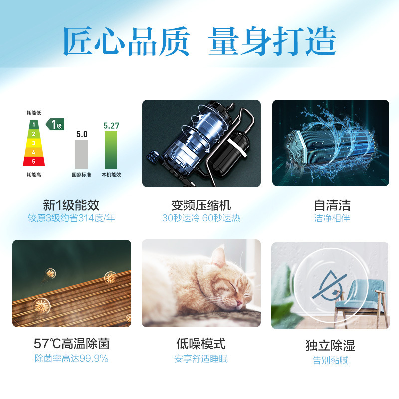 奥克斯华蒜空调1.5匹新一级能效变频出租屋家用冷暖机制冷快奥克斯旗下空调KFR-35GW/BpR3HSQK15(B1)