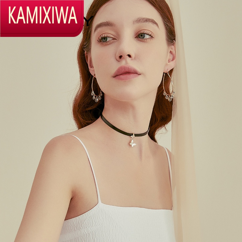kamixiwa蝴蝶纷飞颈链项圈女短款简约气质网红choker脖子饰品颈带项链