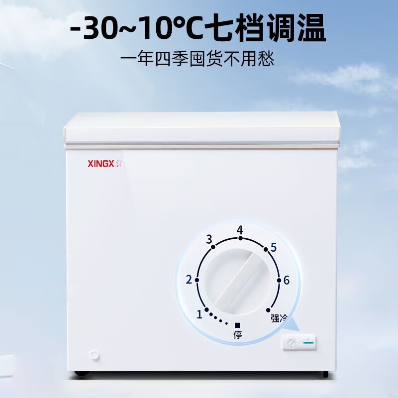 星星(XINGX)BD/BC-143QE家用小型冰柜 卧式冷柜预涂内胆单温厨房商用保鲜设备143升自动减霜1级能效高清大图