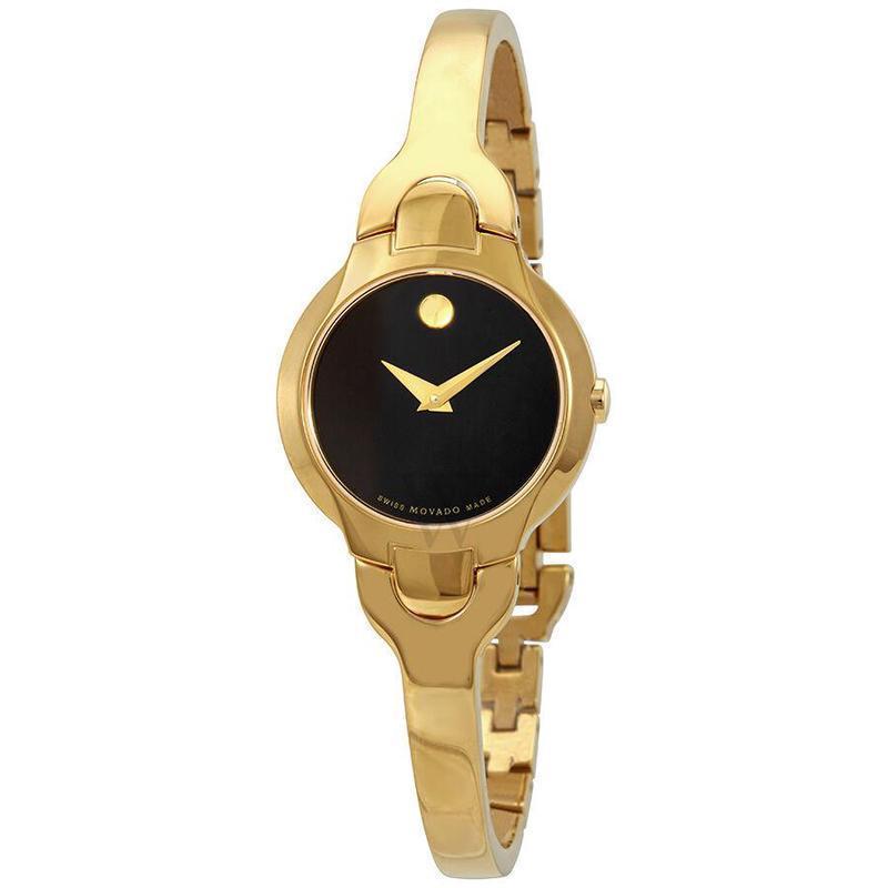官方正品 摩凡陀(movado)瑞士女表 金色钢带石英 简约黑盘小细针 时尚