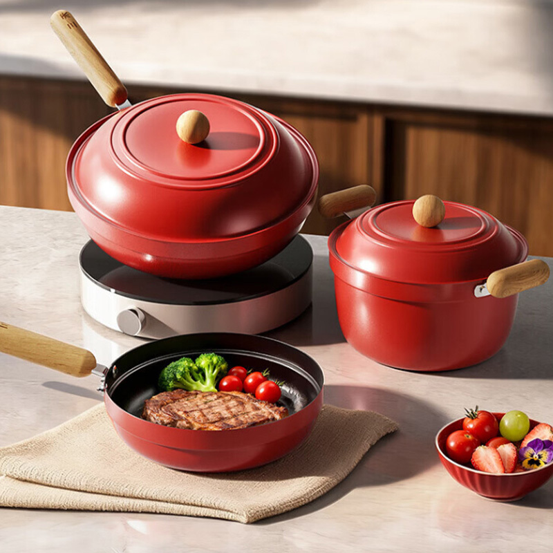 三禾锅具套装炒锅炖锅煎锅不易粘风火轮系列T328高清大图