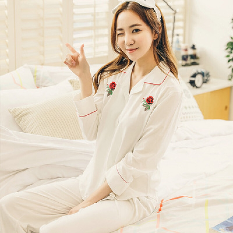 ins睡衣女夏长袖两件套装薄款韩版春秋棉可外穿宽松家居服