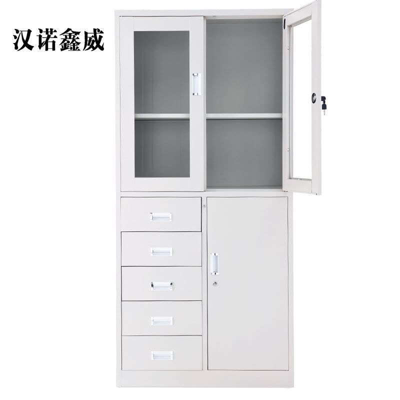汉诺鑫威钢制文件柜资料柜档案柜财务凭证柜带锁储物柜铁皮柜书柜偏五斗文件柜图片