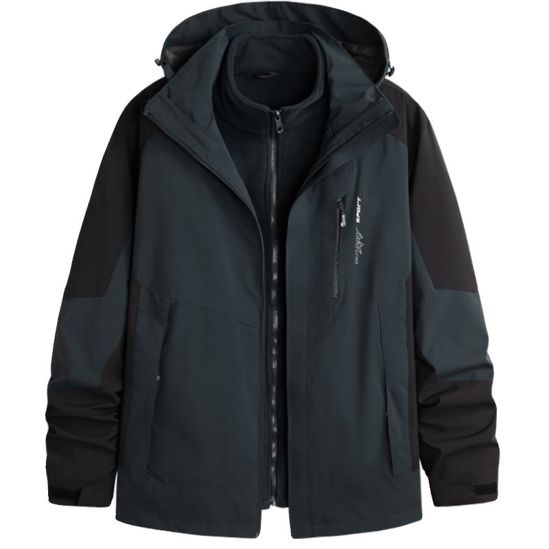 啄木鸟冬季三合一可脱卸内胆冲锋衣加绒加厚棉衣户外两件套外外高清大图