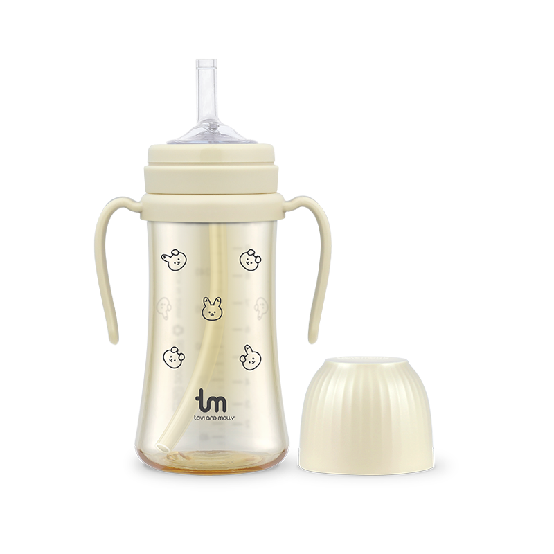 toviandmolly托比莫莉宝宝吸管杯ppsu水杯婴儿童喝奶学饮杯奶瓶香草色兔子吸管杯280ml高清大图
