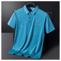 中年男士polo衫冰丝短袖翻领t恤袖广告文化衫衣服刺绣印字logo潮 XL 湖蓝