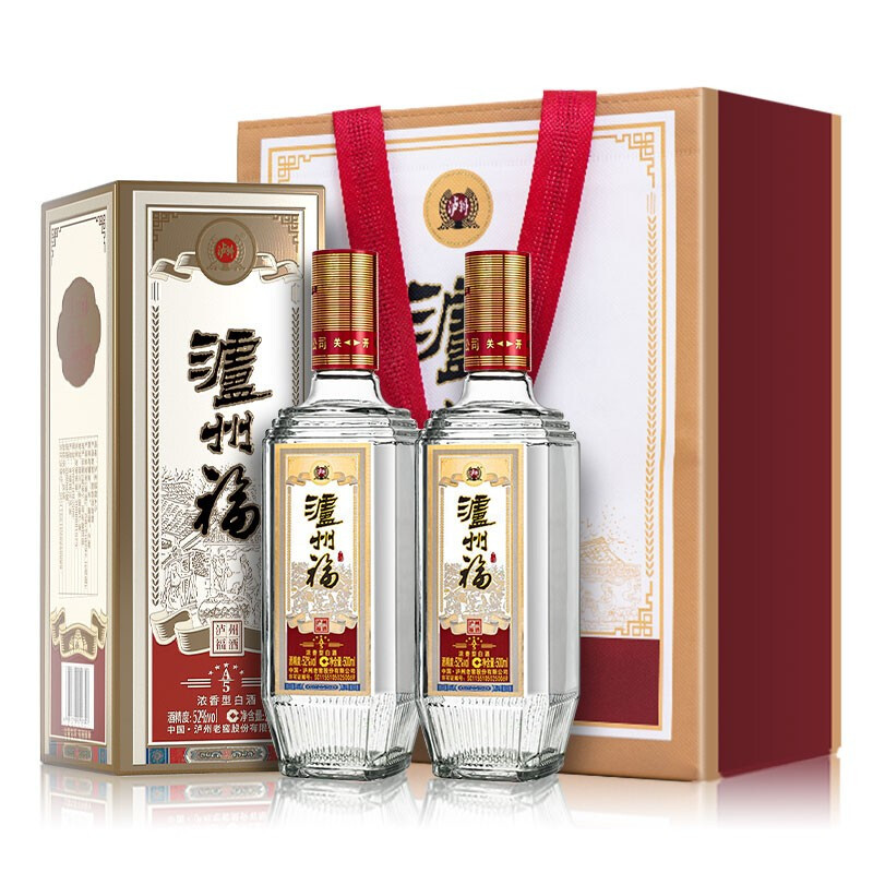 2瓶礼盒泸州老窖泸州福酒浓香型白酒纯粮食酿造500ml