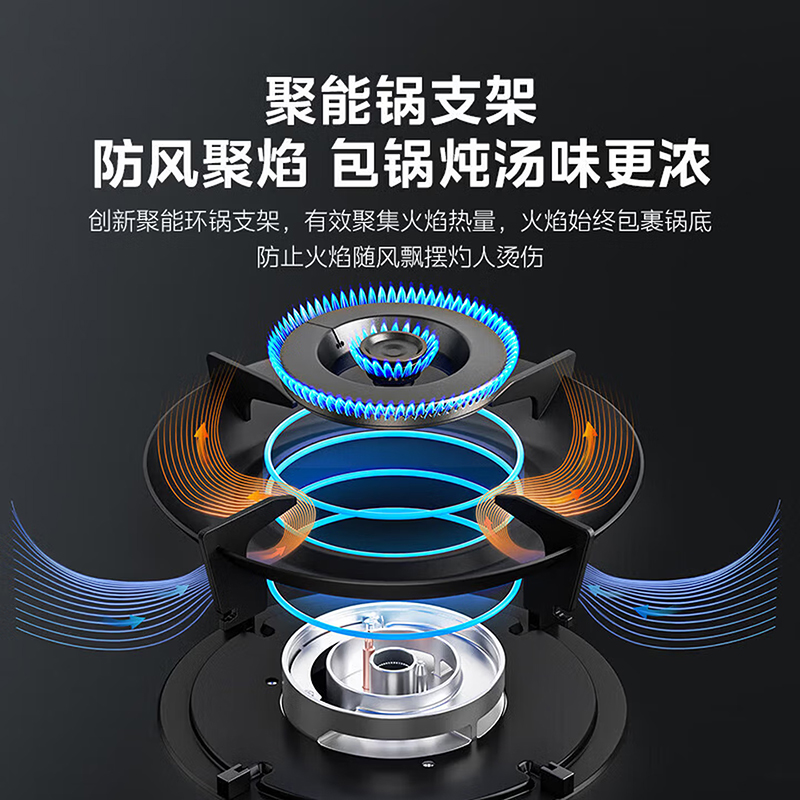美的燃气灶天然气 双灶具 家用5.2kW猛火灶台嵌两用可调节灶具JZT-QD52[双边定时 烟灶联动大面板]高清大图