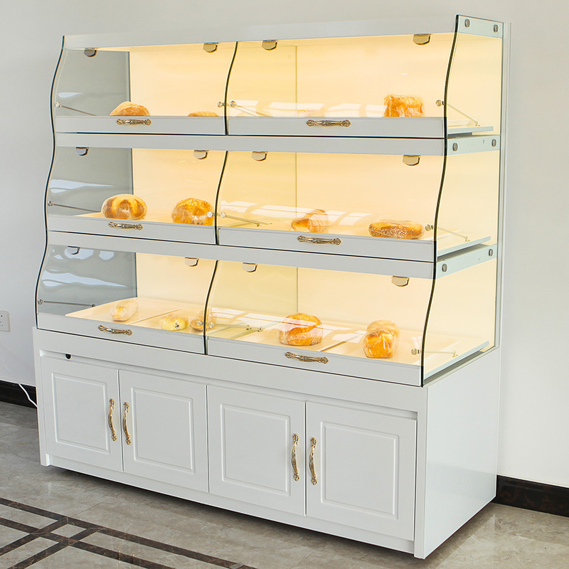 蛋糕展示柜中岛柜台边柜面包柜面包展示柜模型柜玻璃商用展示架视频