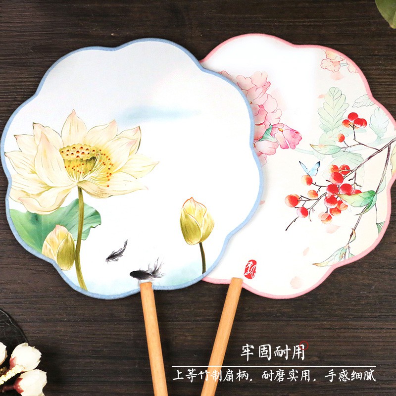 花形古风团扇女宫廷圆扇子中国风古典汉服长柄流苏复古舞蹈扇道具 三维工匠 花形扇-雪影(不参与满赠)高清大图