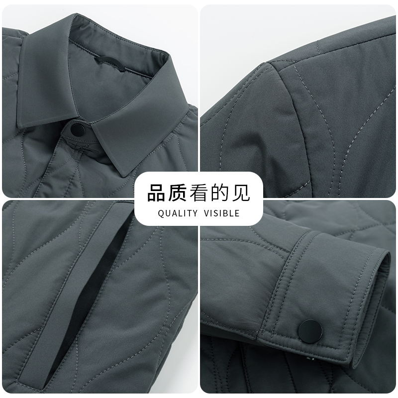 恒源祥秋冬季棉衣男士轻薄款桑蚕丝棉袄中老年棉服翻领爸爸装外棉高清大图