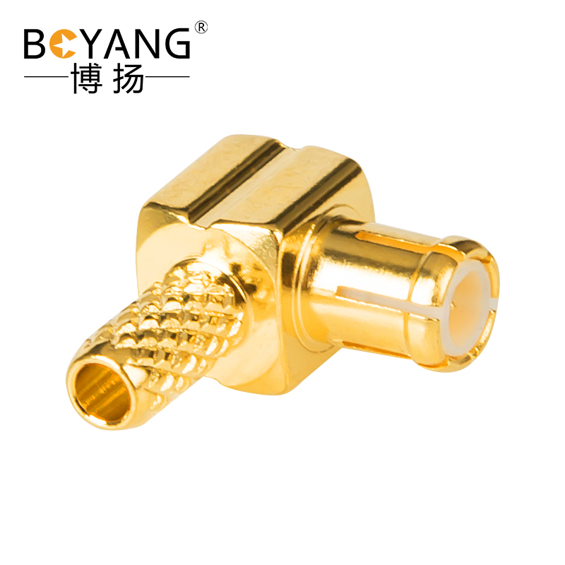 博扬 高频射频同轴MCX弯公头 适用SFF50-1.5/RG316/RG174线压接式10个装 BY-MCX-JW1.5