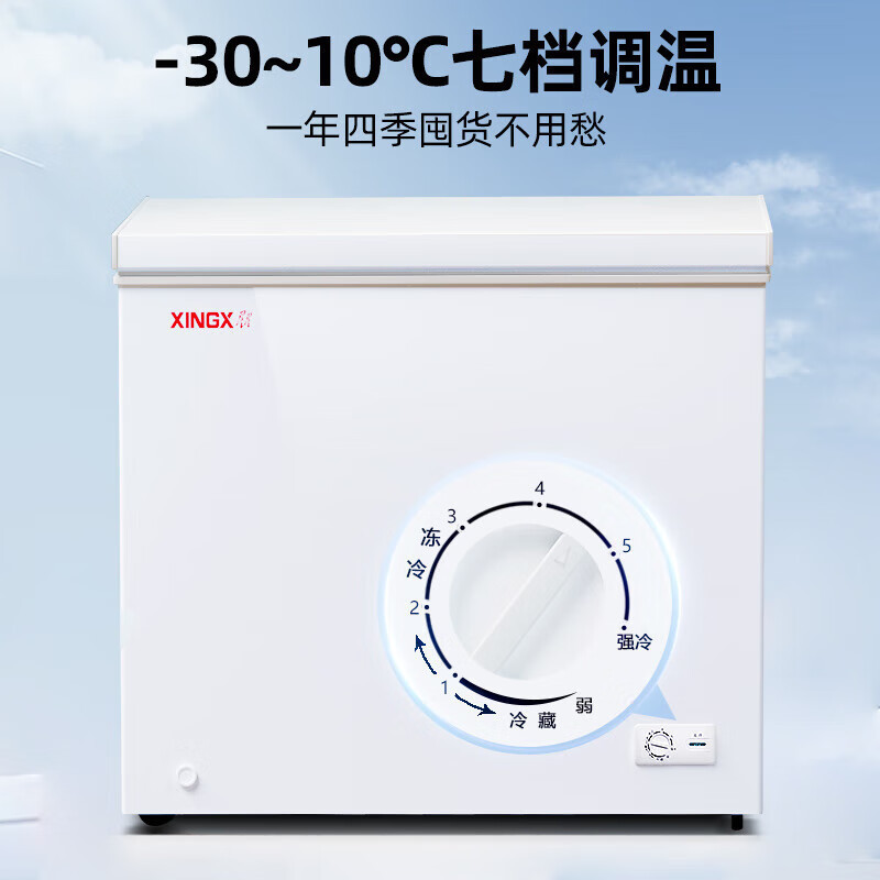 星星(XINGX)BD/BC-203QE家用小型冰柜 卧式冷柜预涂内胆单温厨房商用保鲜设备203升自动减霜1级能效