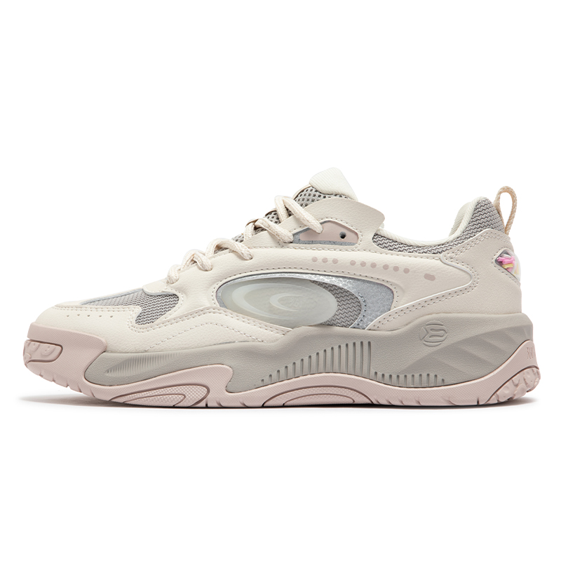 酥饼2.0丨361°女鞋运动鞋革面防泼水颗粒大底男休闲鞋 38码 浮石色/莲子白682516602