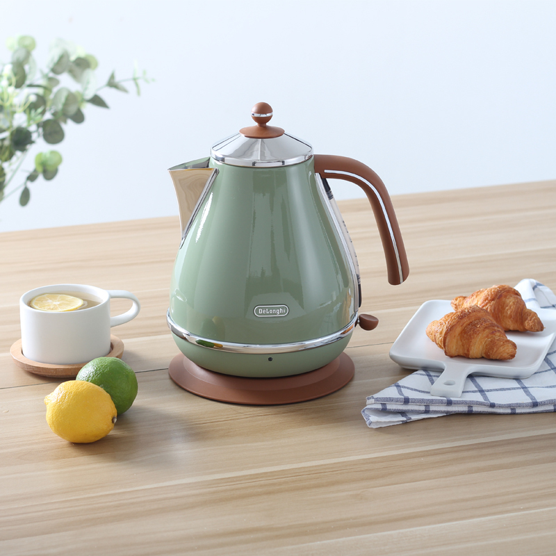 德龙（DeLonghi） KBO2001复古电水壶 橄榄绿 304不锈钢 1.7升大容量 自动断电快速热水烧水壶