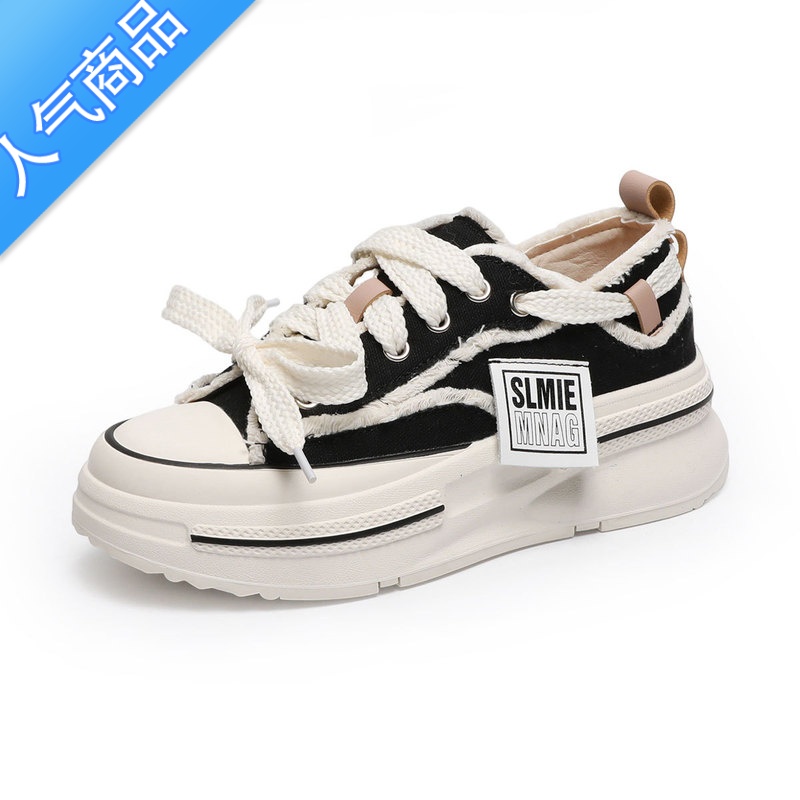 SUNTEK高定版！厚底乞丐帆布鞋女百搭休闲小白鞋小众设计感休闲运动板鞋高清大图