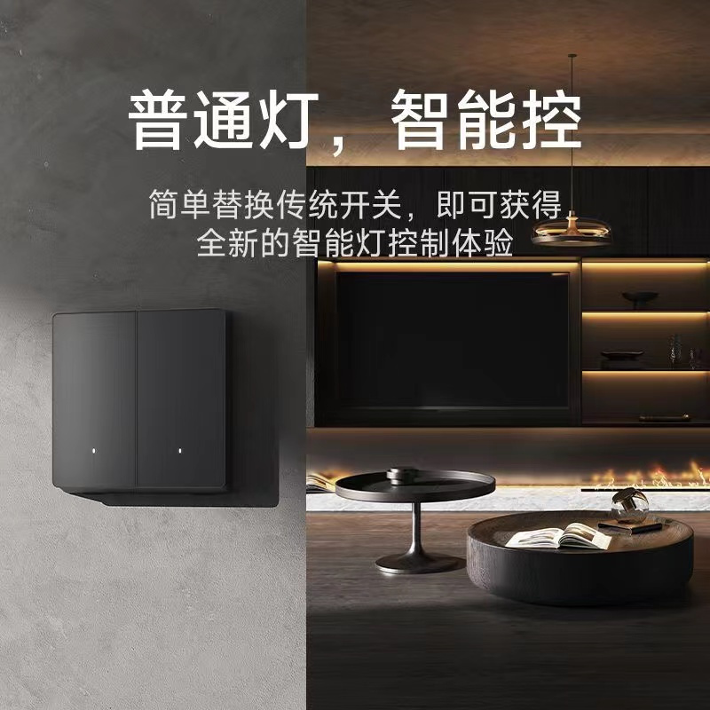 小米智能开关Pro(双开)单火零火兼容米家APP遥控智能家居联动 深空灰高清大图