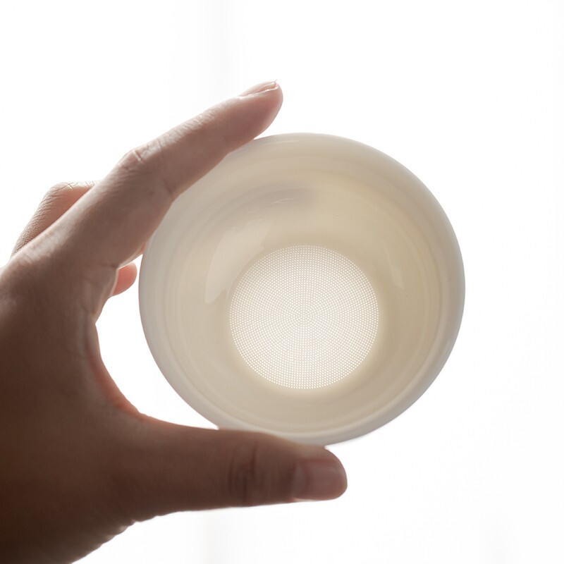 苏氏陶瓷(SUSHI CERAMICS) J0425 茶漏羊脂玉全白瓷·茶漏组 8.4*8.4*5cm (单位:套)高清大图