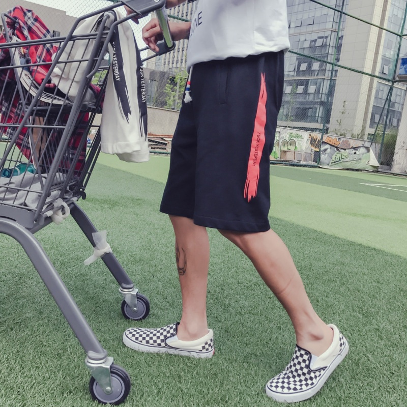 夏季帅气印花短裤男士宽松休闲中裤子韩版嘻哈学生夏天运动五分裤