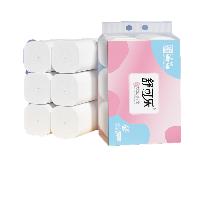 舒可乐 卫生纸家用原生木浆无芯卷纸 五层加厚6卷每提 整提便携小卷实惠装擦手纸厕纸 母婴可用 1提装