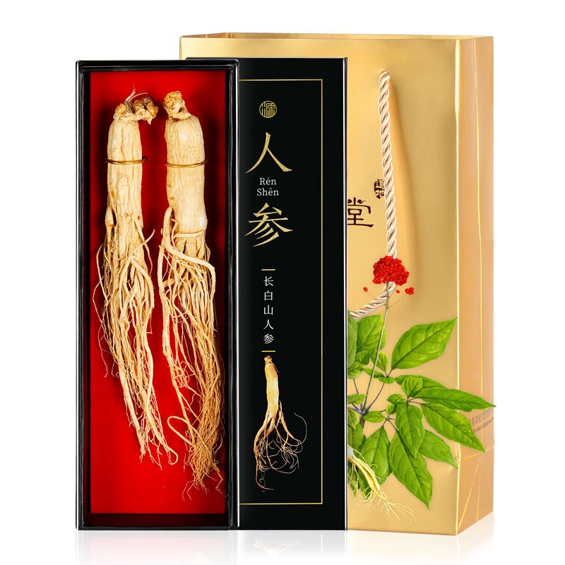 青源堂 人参2支装生晒参 55克/盒 吉林长白山人参整支搭枸杞鹿茸煲汤泡酒