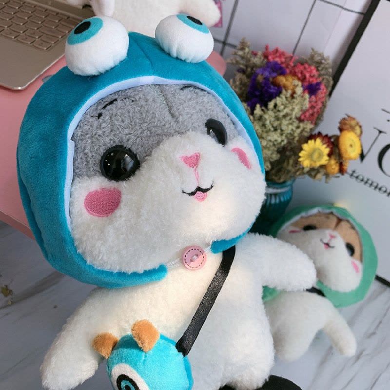 2020热卖ins风超萌小仓鼠 可爱的变装小老鼠公仔少女心毕业季 灰色小熊猫 35厘米图片