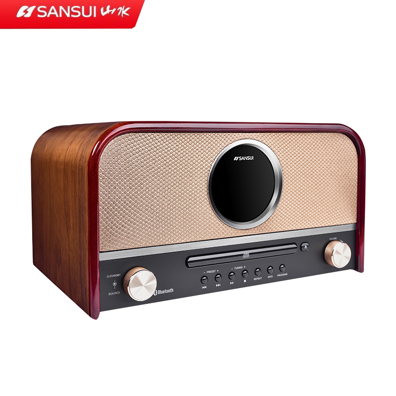 山水(SANSUI)MCB800 复古老式蓝牙小音箱木质家用FM收音机经典迷你桌面高档CD音响一体播放机怀旧蓝牙小音响