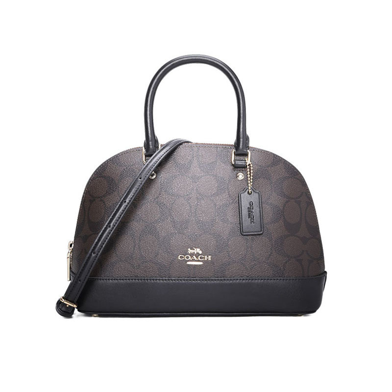COACH 蔻驰女包 SIERRA SATCHEL 贝壳包 单肩包斜挎包手提包 字母马车标织物F27583金扣