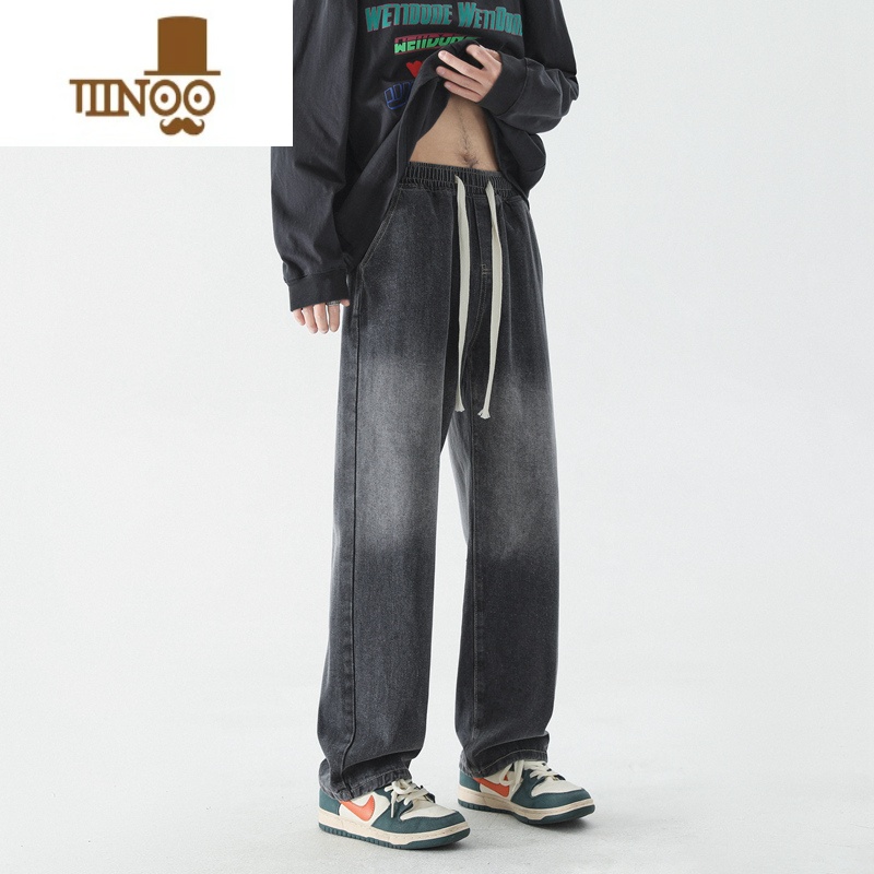 YANXU牛仔裤男夏季薄款宽松直筒裤子男生美式潮牌百搭休闲阔腿长裤高清大图