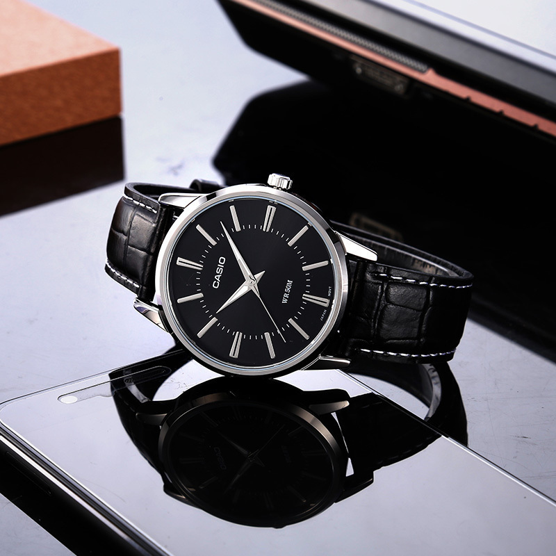 卡西欧(CASIO)手表 指针系列 日韩品牌男士经典时尚商务简约防水石英表男 皮带MTP-1303L-1A