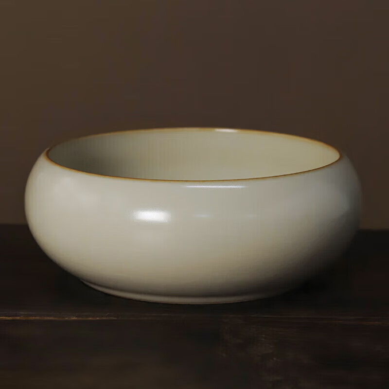 琦轩源黄汝窑茶洗缸水盂功夫笔洗茶具盆配件茶道零配茶渣缸洗茶杯家用