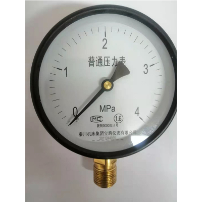 星球 普通压力表YZ100 1.6级100mm -0.1-0.9MPa/只