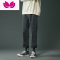 七斓牛仔裤男士夏季2023新款美式高街潮牌直筒黑色男生休闲长裤子