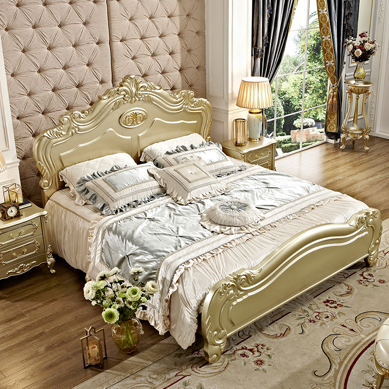 犇鑫西牛欧式床1.5米单人床宫廷风主卧双人实木卧室家具公主婚床1.8米