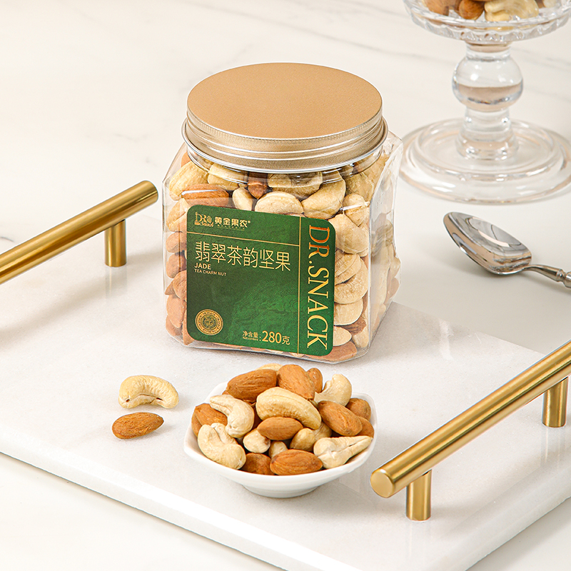 黄金果农翡翠茶韵坚果混合坚果280克原味罐装健康零食美味锁鲜干果礼盒精选真材实料高清大图