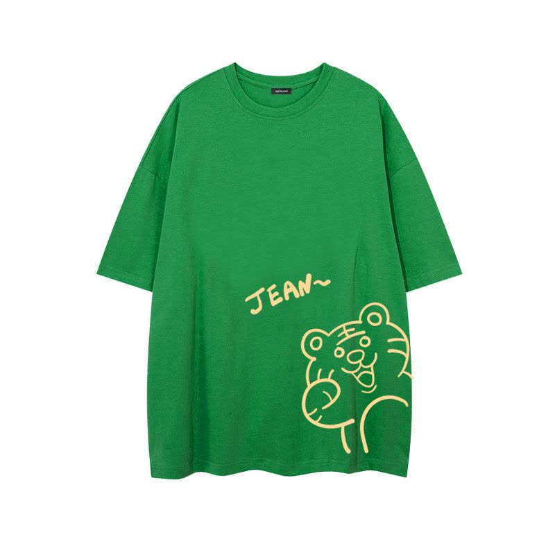 真维斯黑色夏季短袖t恤女2022年新款可爱小老虎宽松上衣ins潮半袖图片